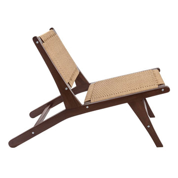 Parker Mid-Century Modern Woven Seagrass Wood Armless Indoor Lounge Chair